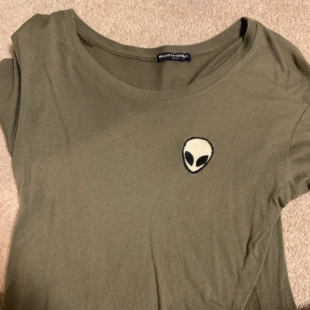 Brandy Melville Green Alien T Shirt